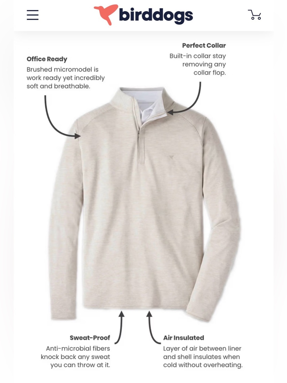 Birddogs Light Blue Heather Performance 1/4 Zip Golf Pullover Men’s Size XL - Picture 11 of 11